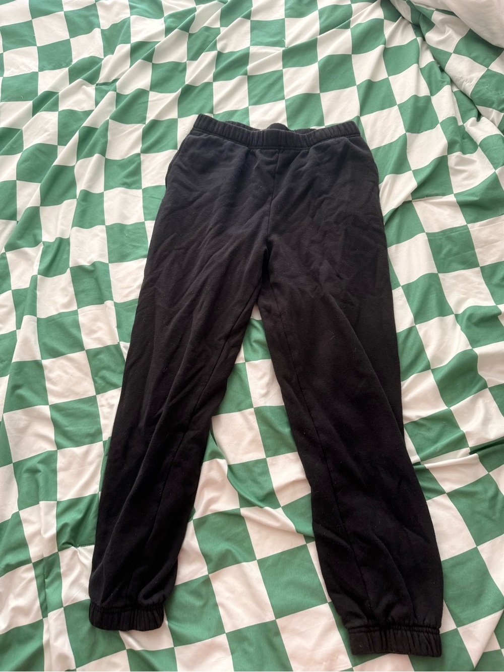Divided Black Elastic Cuff Jogger Pants